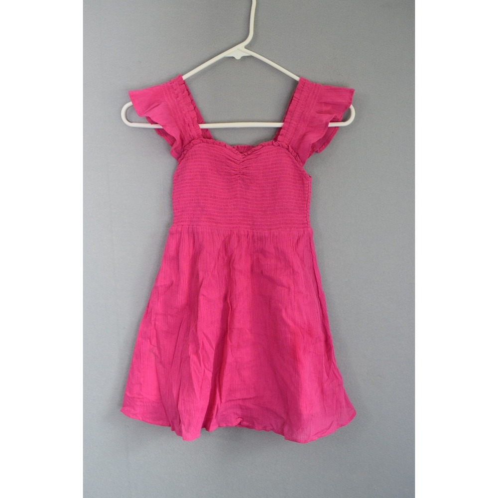 LoveShackFancy Dress 7-8Y Pink Smocked Ruffle Flutter Sleeve Kids Girls